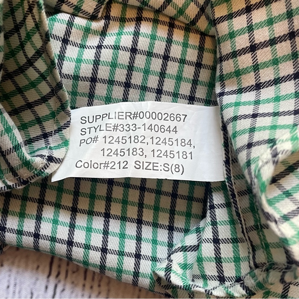Chaps Green & Blue Plaid Long Sleeve Button Down Size 8 - Picture 6 of 7